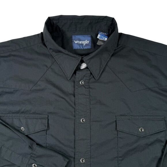 Wrangler Mens 3XL Black Pearl Snap Long Sleeve Button Up Shirt - Picture 2 of 9